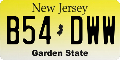 NJ license plate B54DWW