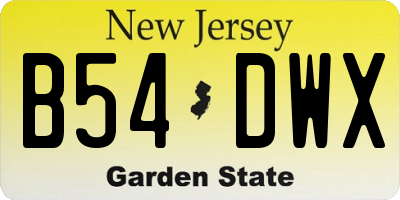 NJ license plate B54DWX