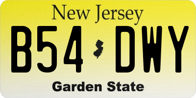 NJ license plate B54DWY