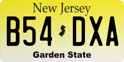 NJ license plate B54DXA