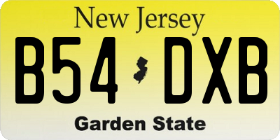 NJ license plate B54DXB