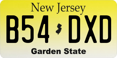 NJ license plate B54DXD