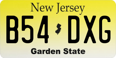 NJ license plate B54DXG