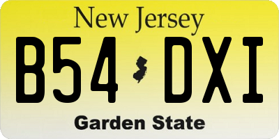 NJ license plate B54DXI