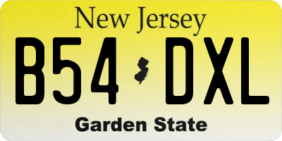 NJ license plate B54DXL