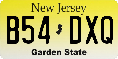 NJ license plate B54DXQ