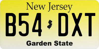 NJ license plate B54DXT