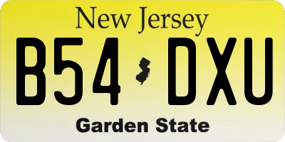 NJ license plate B54DXU