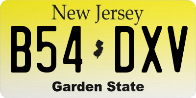 NJ license plate B54DXV