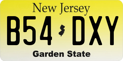 NJ license plate B54DXY