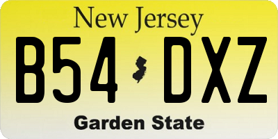NJ license plate B54DXZ