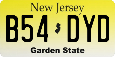 NJ license plate B54DYD