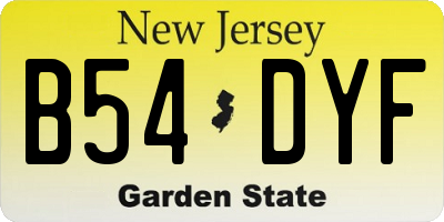 NJ license plate B54DYF