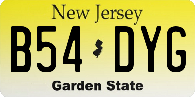 NJ license plate B54DYG