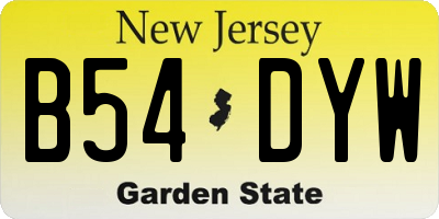 NJ license plate B54DYW