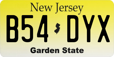 NJ license plate B54DYX