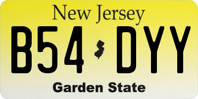 NJ license plate B54DYY