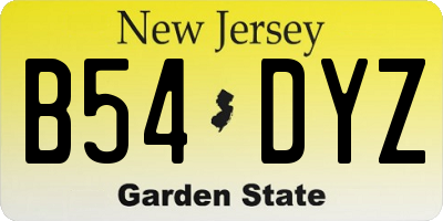NJ license plate B54DYZ