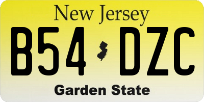 NJ license plate B54DZC