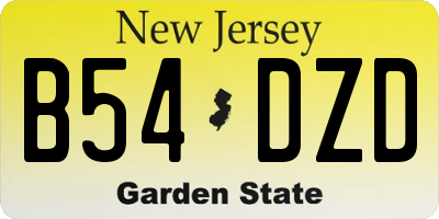 NJ license plate B54DZD