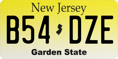 NJ license plate B54DZE