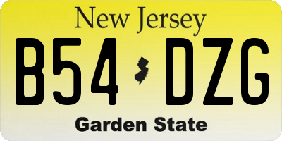 NJ license plate B54DZG