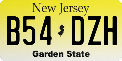 NJ license plate B54DZH