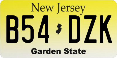 NJ license plate B54DZK