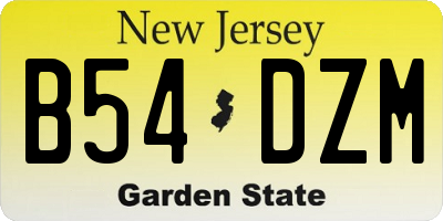 NJ license plate B54DZM