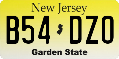 NJ license plate B54DZO