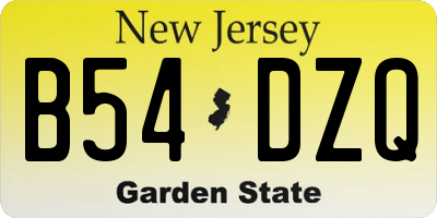 NJ license plate B54DZQ