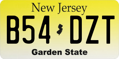 NJ license plate B54DZT