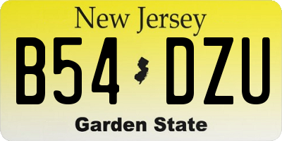 NJ license plate B54DZU