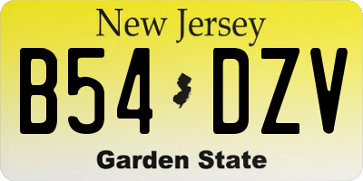 NJ license plate B54DZV