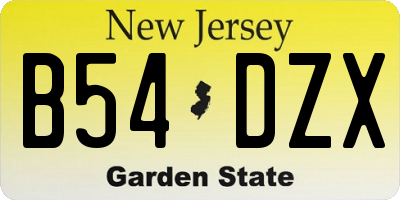 NJ license plate B54DZX