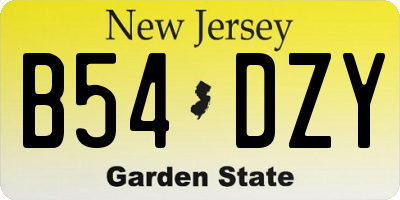 NJ license plate B54DZY