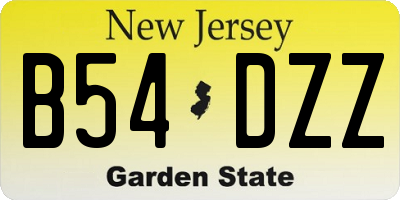 NJ license plate B54DZZ