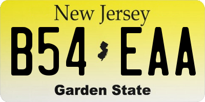 NJ license plate B54EAA