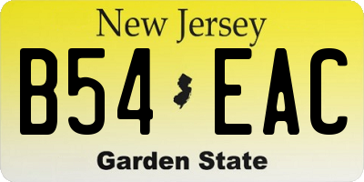NJ license plate B54EAC