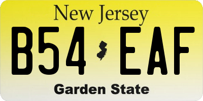 NJ license plate B54EAF