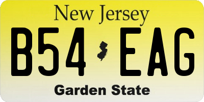 NJ license plate B54EAG