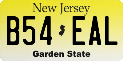 NJ license plate B54EAL