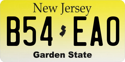 NJ license plate B54EAO