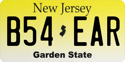 NJ license plate B54EAR