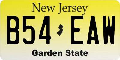 NJ license plate B54EAW