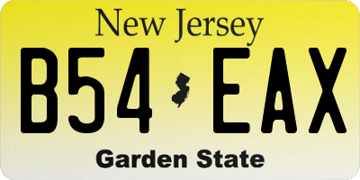 NJ license plate B54EAX