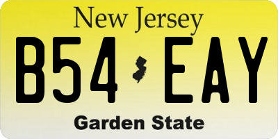 NJ license plate B54EAY