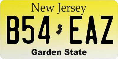 NJ license plate B54EAZ
