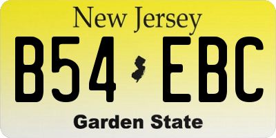 NJ license plate B54EBC