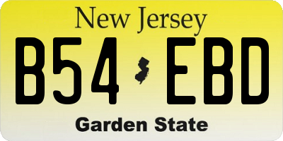 NJ license plate B54EBD